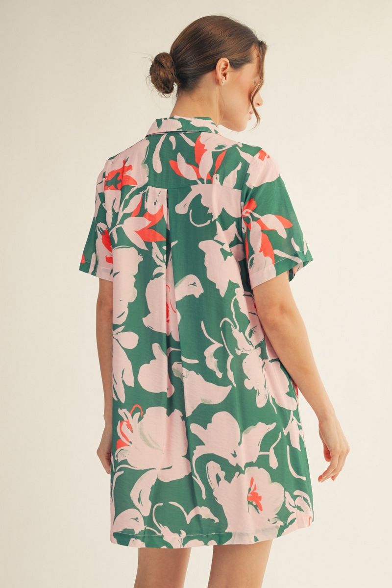 Front Button Tropical Dress
