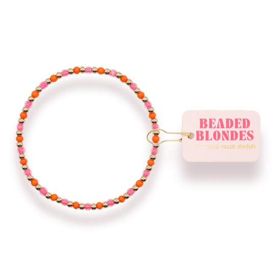 Hot Pink and Orange Demi Bracelet: Standard 6.75 inch
