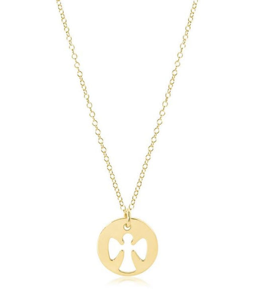 Guardian Angel Gold Disc Necklace Small