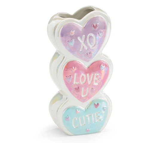 Stacked Message Heart Shape Vase