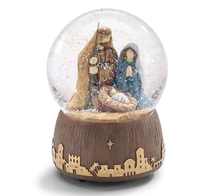 Great Joy Holy Family Resin Snow Globe