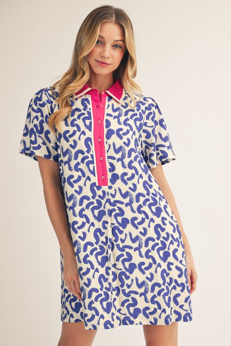 Royal Abstract Shift Dress
