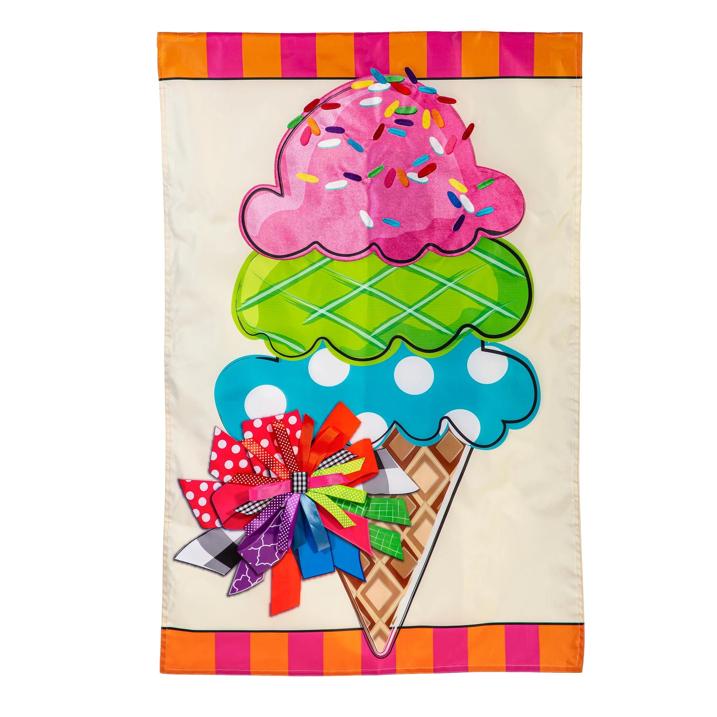 Sweet Summer Ice Cream Applique Garden Flag