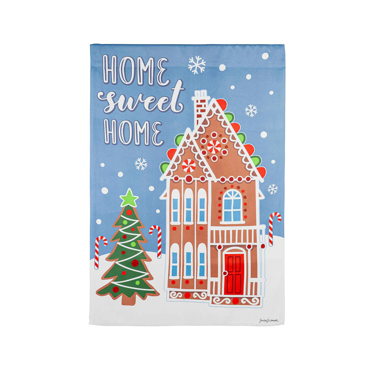 Gingerbread Home Suede Garden Flag