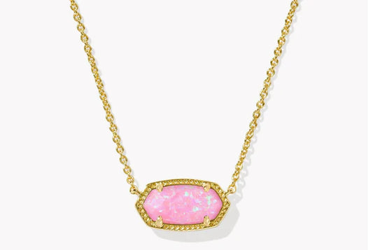 Elisa Short Pendant Necklace Gold Blush Pink Kyocera Opal