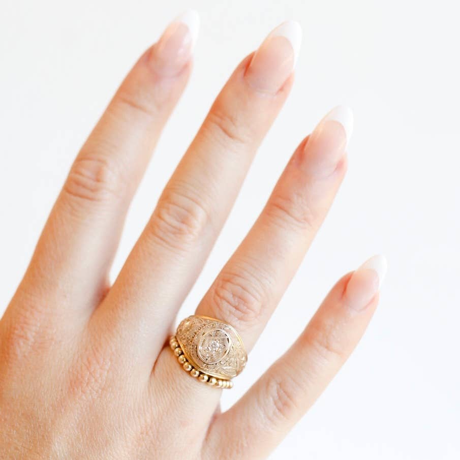 Ella Beaded Band Ring in Gold: 9/10