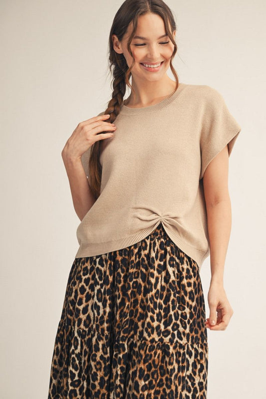Knot Short Sleeve Sweater Top