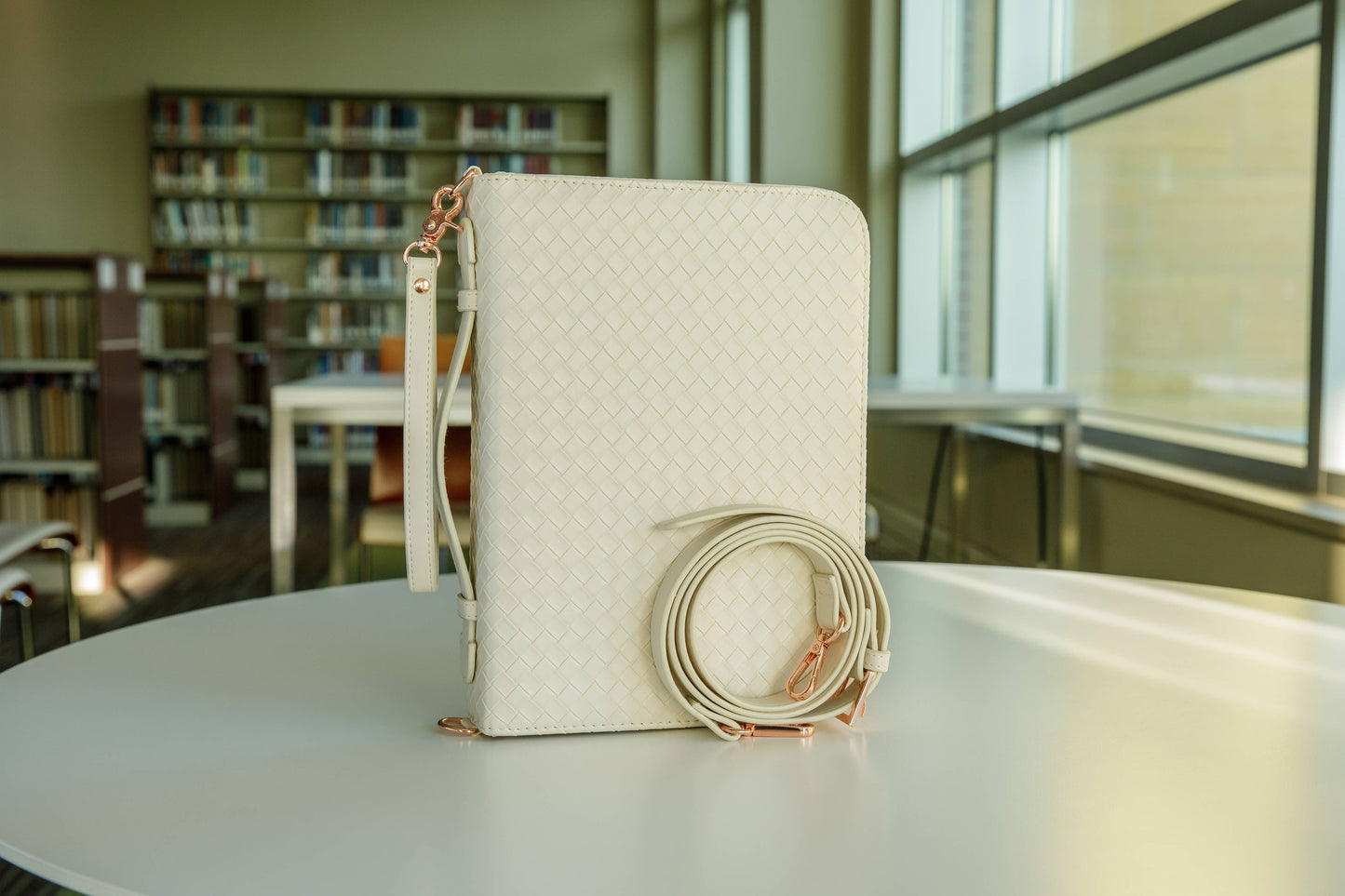 Bible Cover, Weave Bible Case, Crossbody PEARL