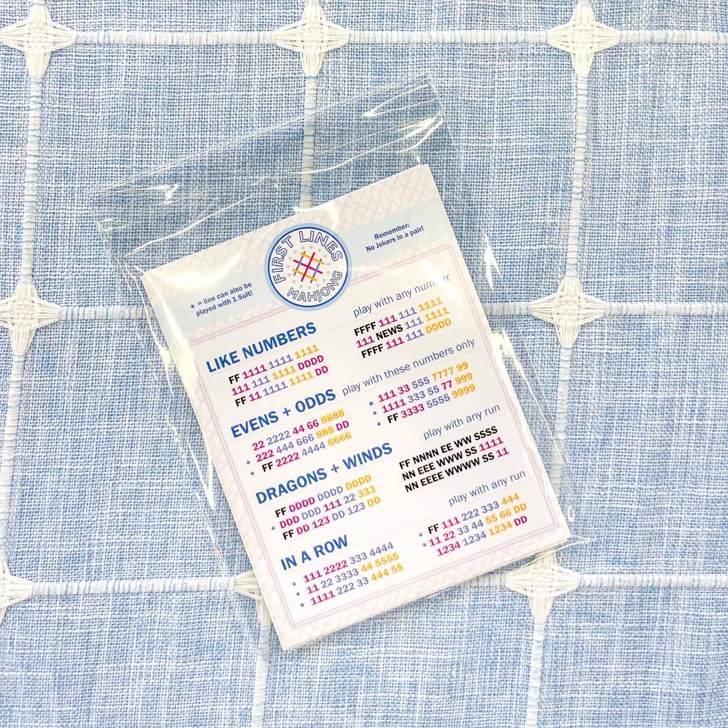 First Lines Simplified Mahjong Line Cards for beginners Set of 4