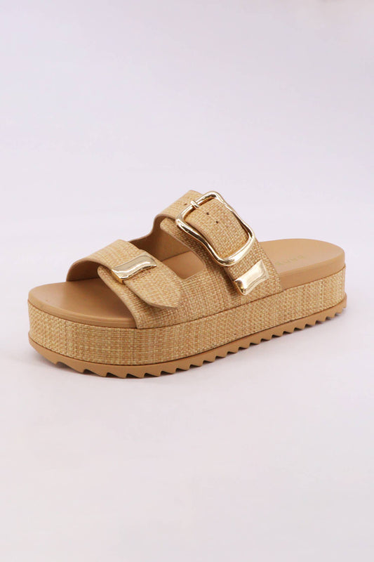 Double-buckle Platform Slide Sandal