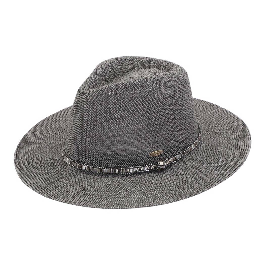 Multi-Colored Thread with Beaded Panama Hat: CLAY / ONE SIZE