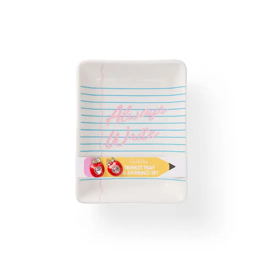Always Write Trinket Tray & Apple Earring Set
