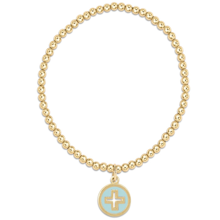 Classic Gold 3mm Bead Bracelet Signature Cross Gold Disc