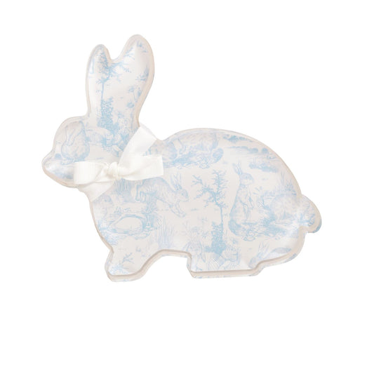 Laying Down Toile Acrylic Bunny Sitter