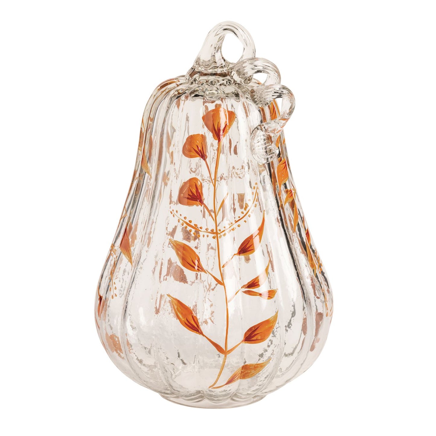 Large Painted Glass Pumpkin Sitter
