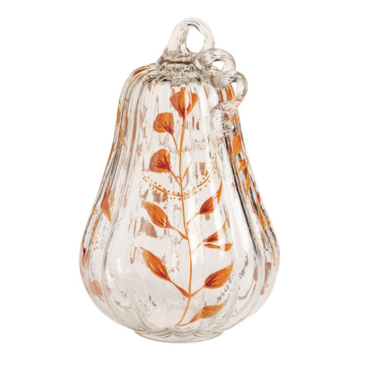 Large Painted Glass Pumpkin Sitter