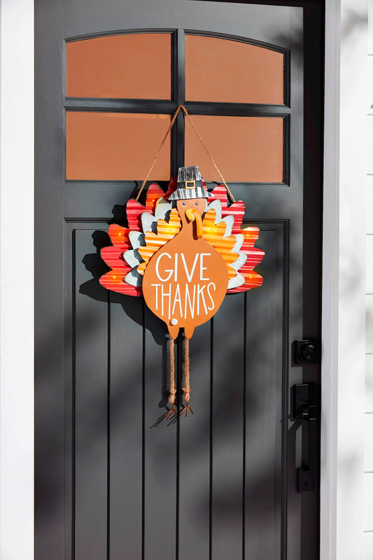 Gobbling Light up Turkey Door Hanger