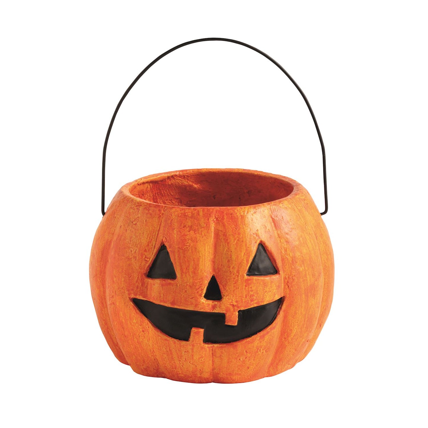Orange Pumpkin Mini Paper Mache Bucket