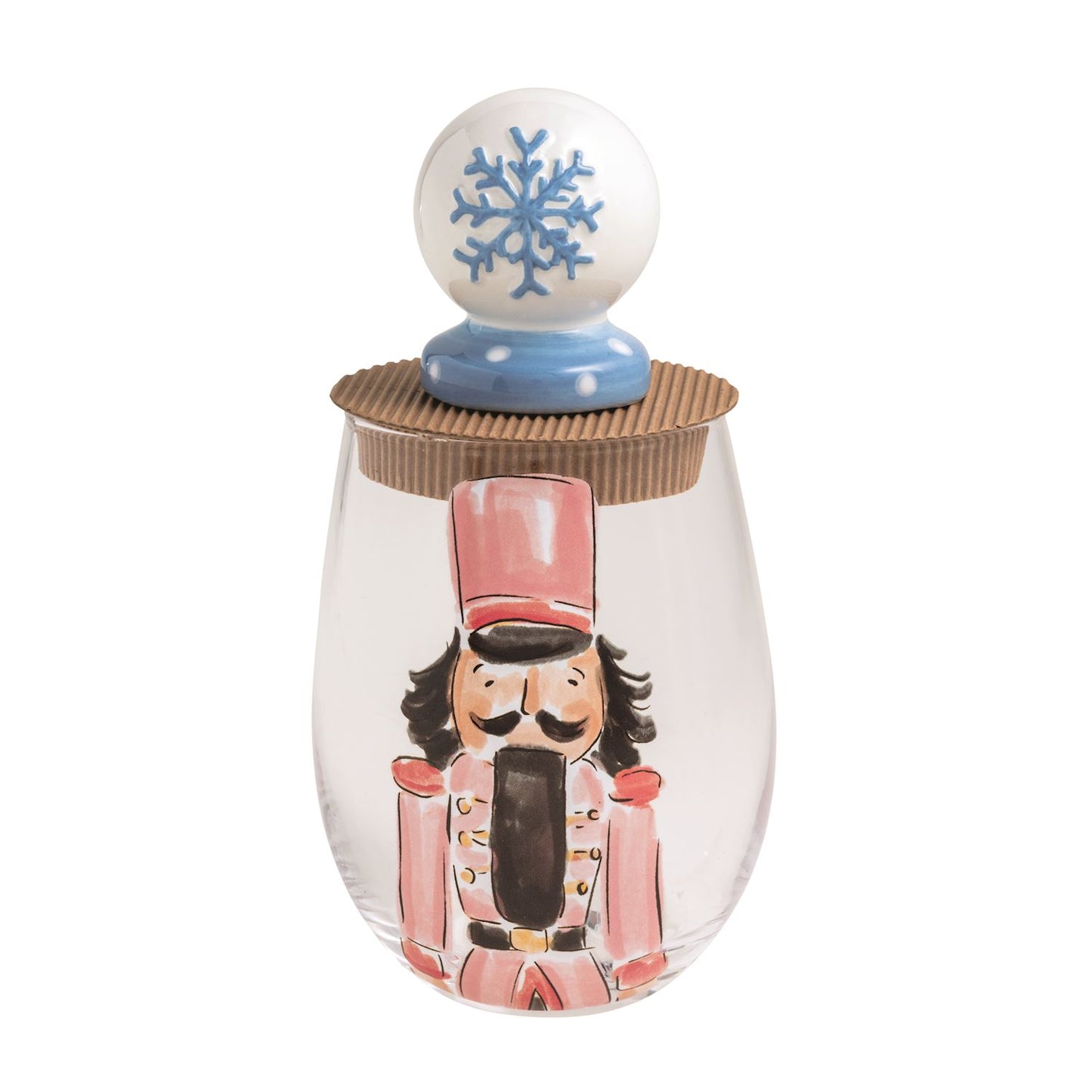 Pink Nutcracker Wine Glass & Stopper Set