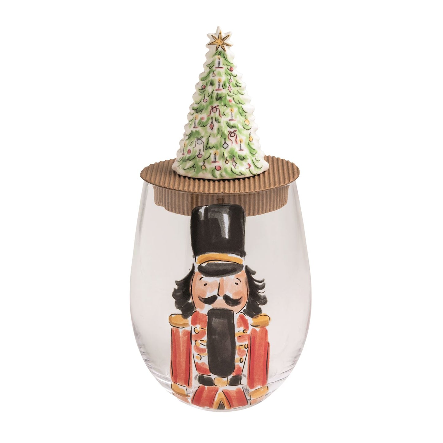 Red Nutcracker Wine Glass & Stopper Set