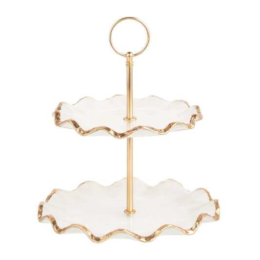 Gold Edge Glass Tiered Server