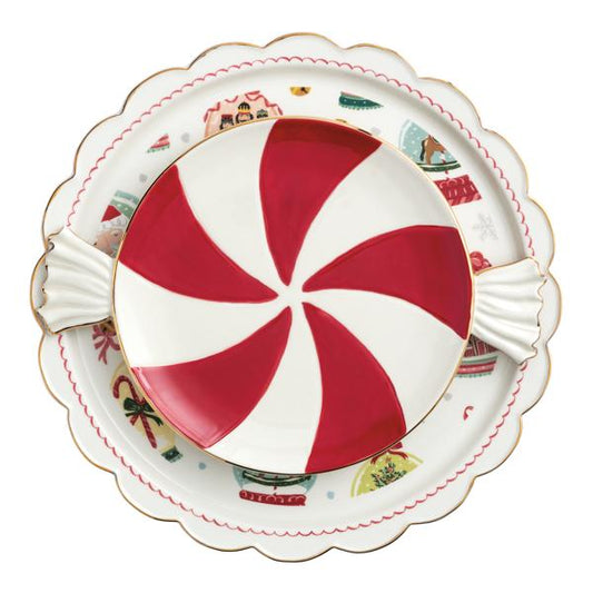 Nested Christmas Candy Platter Set