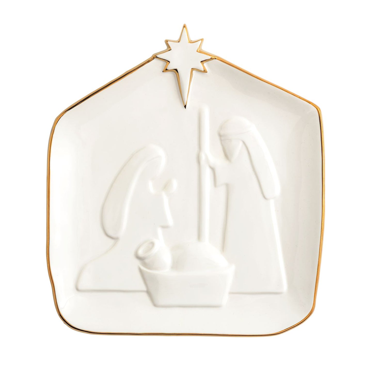Gold Edge Nativity Platter