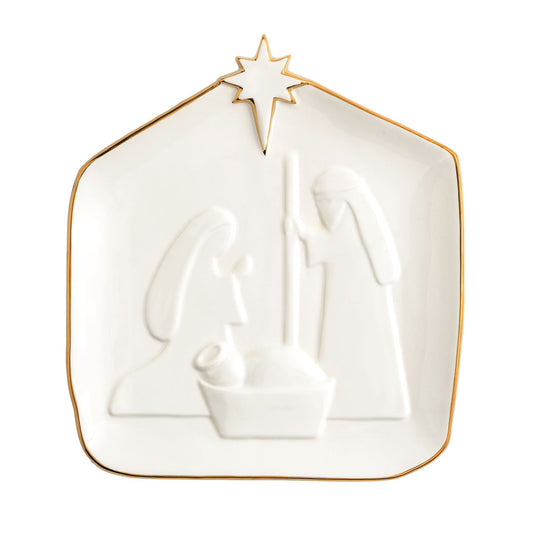 Gold Edge Nativity Platter