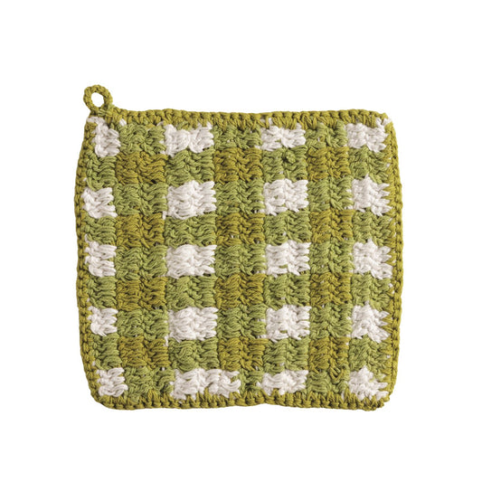 Green Check Pot Holder