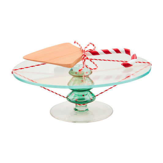 Glass Tree Cake Plate Set