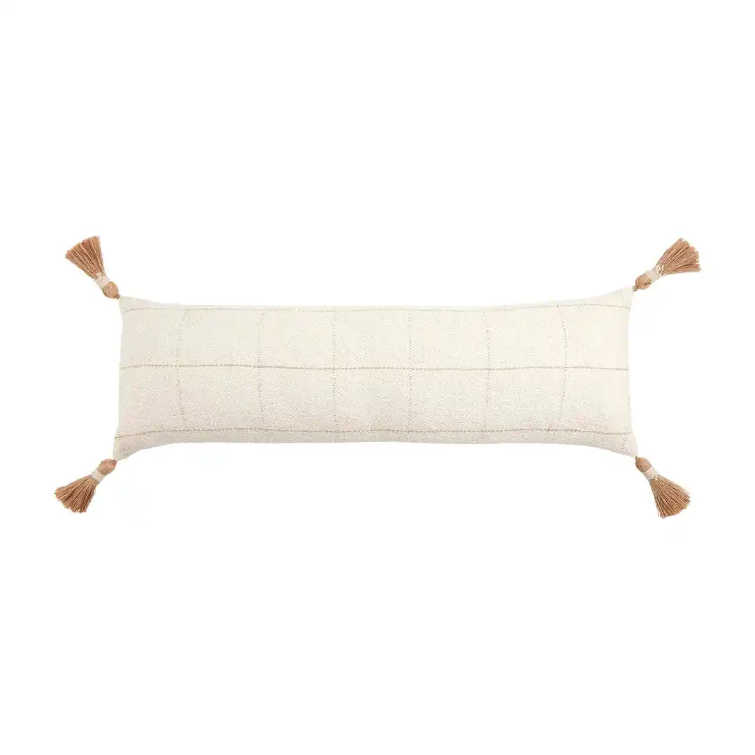 Woven Lumbar Pillow With Tassels