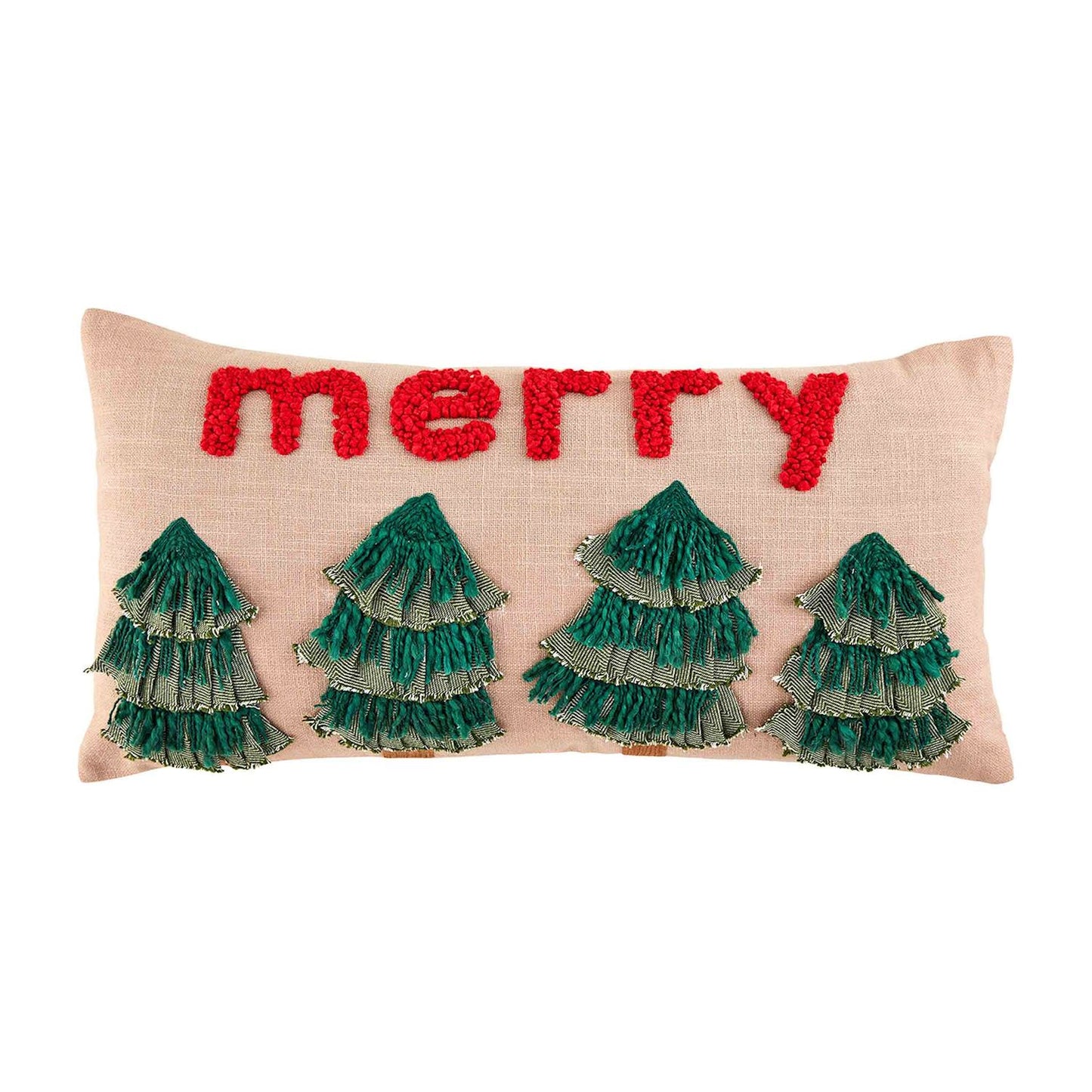 Merry Fringe Tree Applique Pillow