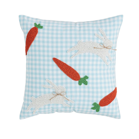 Carrot Bunny Beaded Easter Pillow