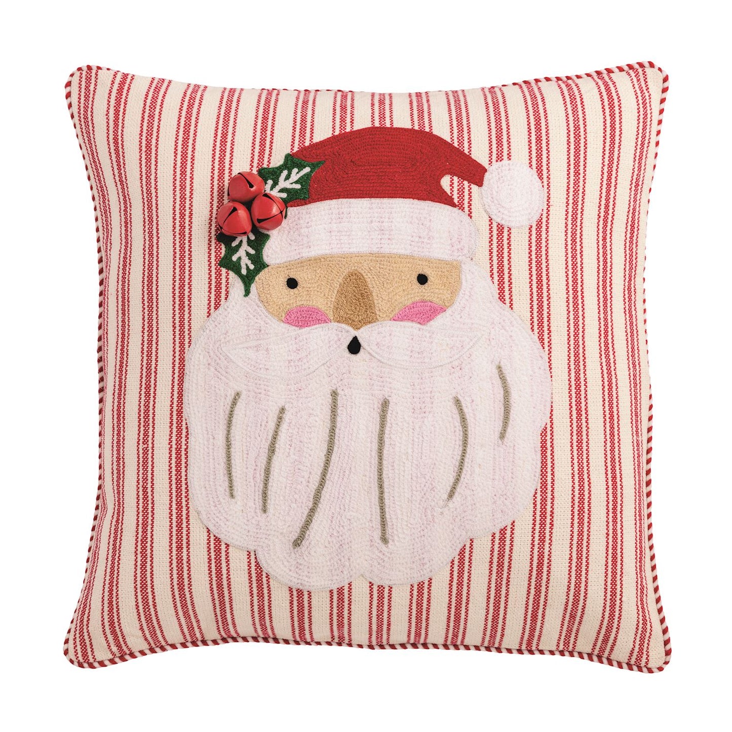 Santa Whimsey Christmas Embroidered Pillow