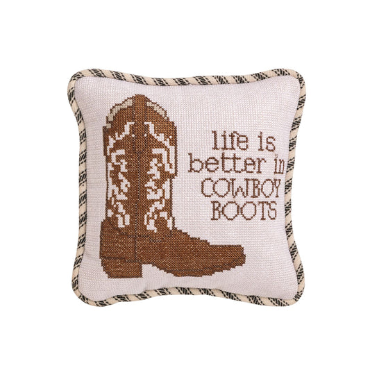 Boots Needlepoint Small Pillow