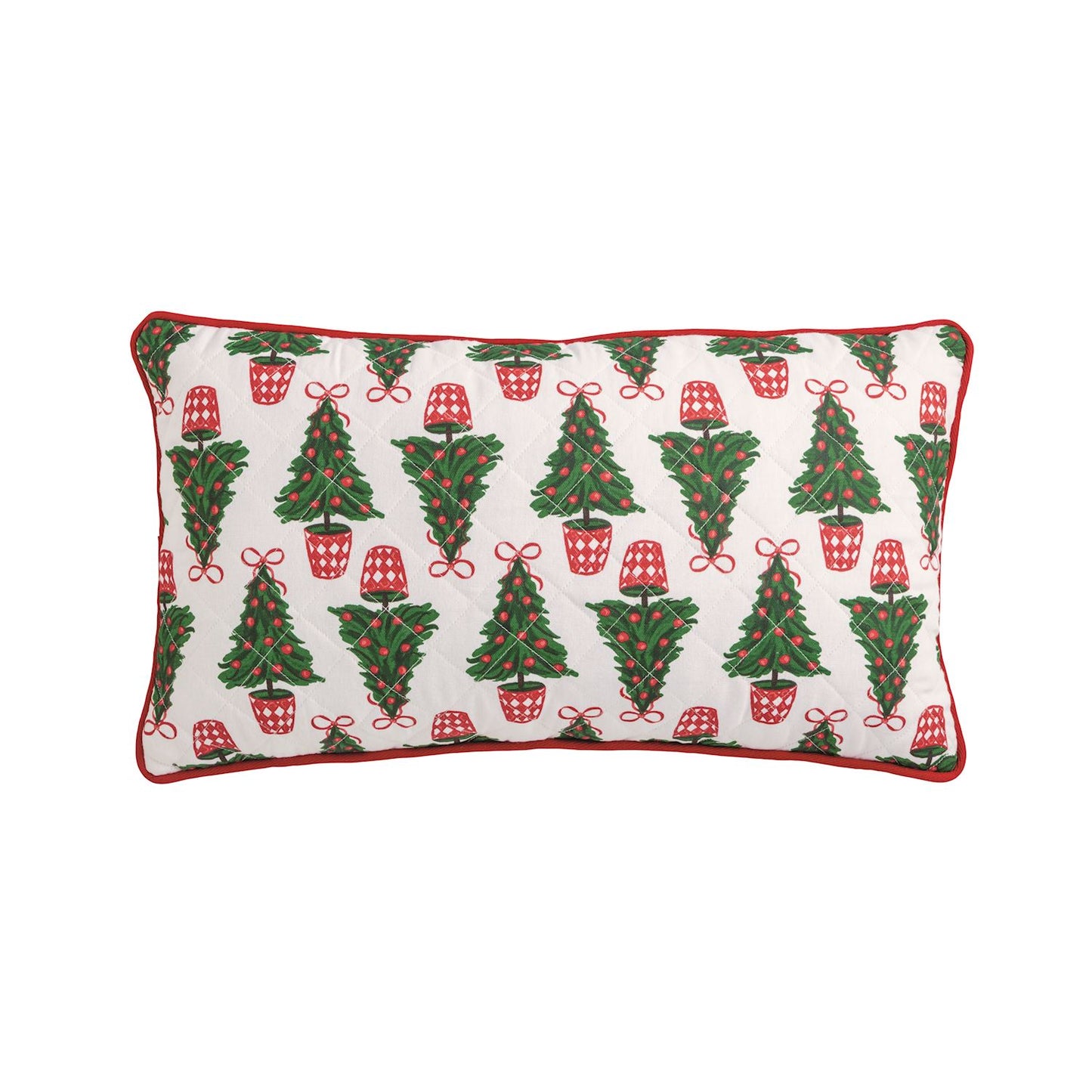 Tree Block Print Quilted Pillow