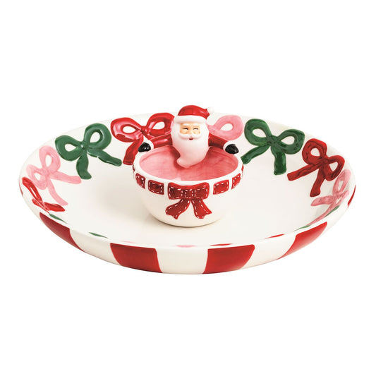Bow Santa Chip & Dip Set