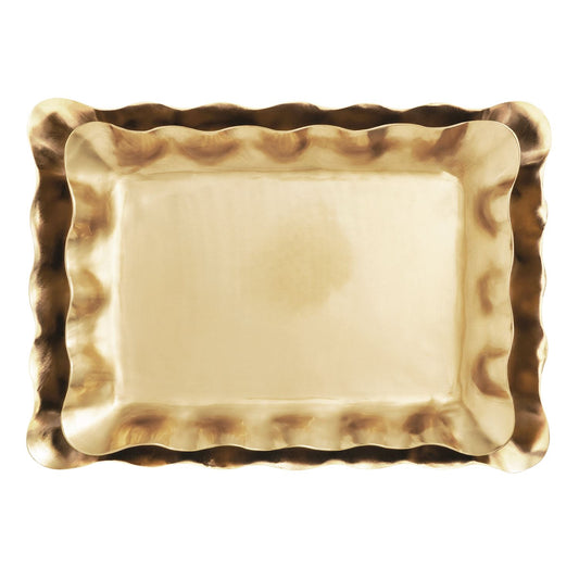 Brass Ruffle Nested Trays