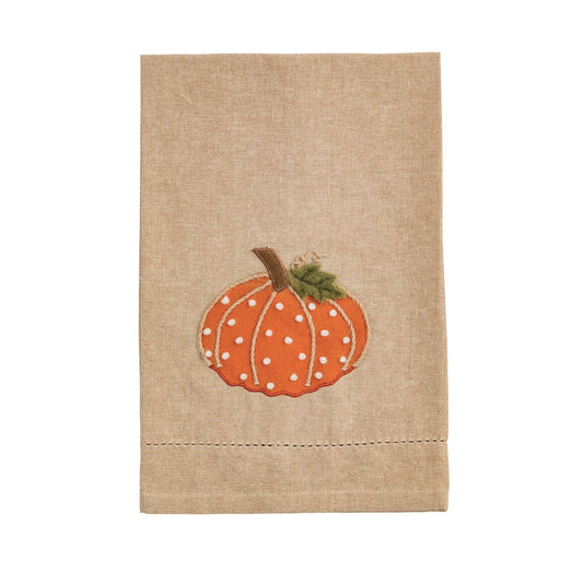 Orange Pumpkin French Knot Towel