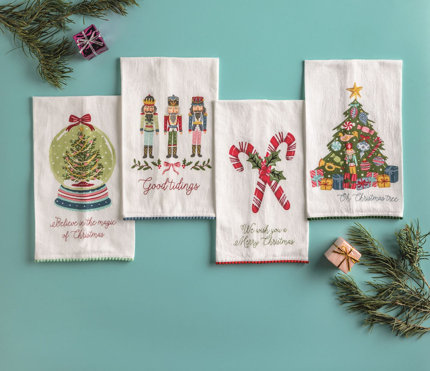 Nutcracker Pom Trim Christmas Towel