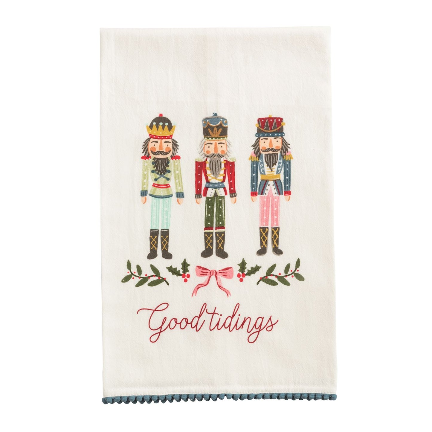 Nutcracker Pom Trim Christmas Towel