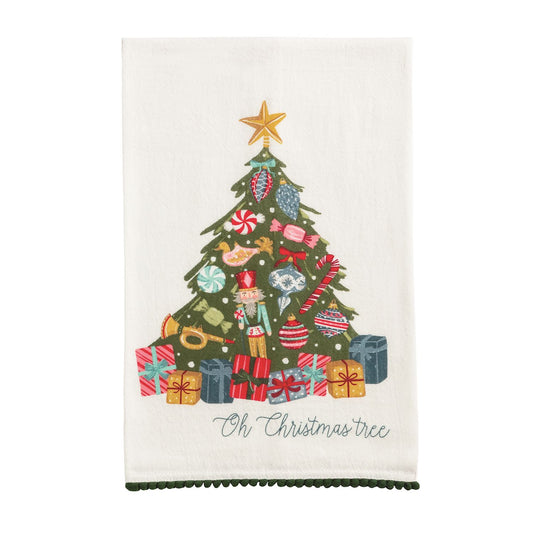 Christmas Tree Pom Trim Christmas Towel