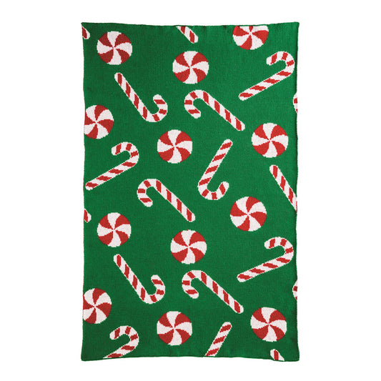 Candy Cane Knit Christmas Towel