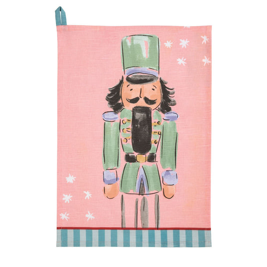 Green Nutcracker Stripe Hem Towel