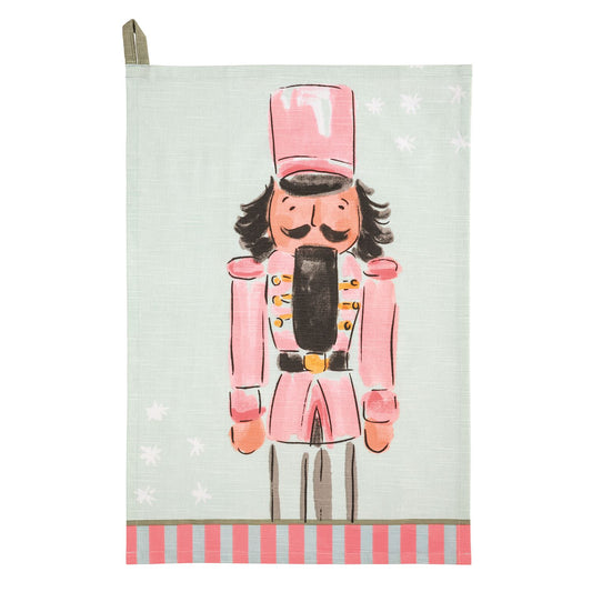 Pink Nutcracker Stripe Hem Printed Towel