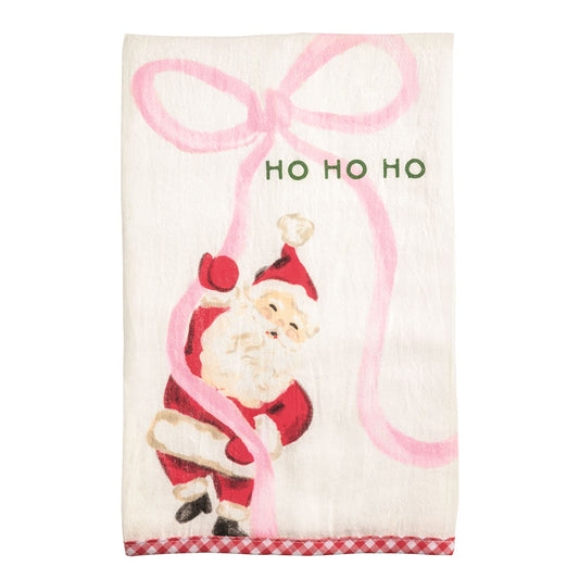Santa With Bow Whimsy Christmas Towel