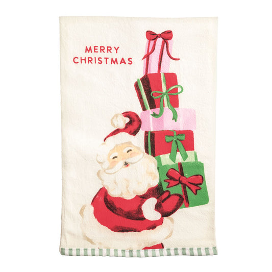 Santa With Presents Whimsy Christmas Towel