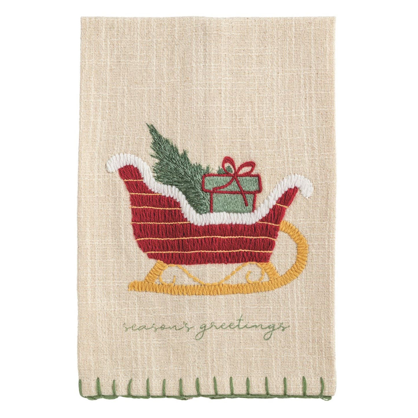 Sled Farm Christmas Embroidered Towel