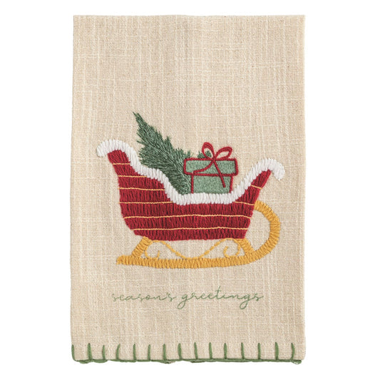 Sled Farm Christmas Embroidered Towel