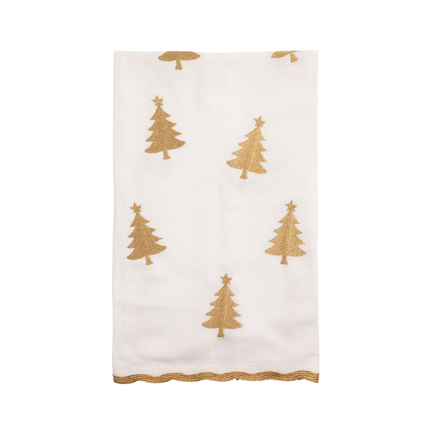 Tree Gold Christmas Embroidery Towel